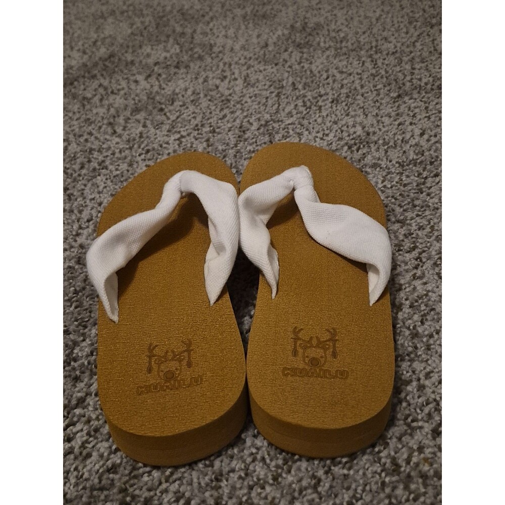 Kuailu Flip Flop Sandals Size 9.5 Brown White Comfort Yoga Wear Slip On - Picture 3 of 9